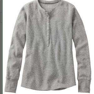 L.L. Bean Women’s Waffle Knit Henley Gray Heather Small